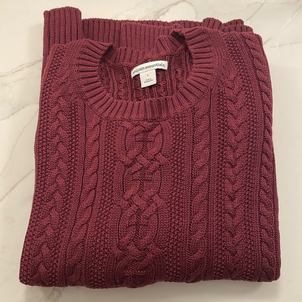 Burgundy cable knit sweater